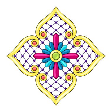 Süs çiçeği ile Meksika yıldızı. Geleneksel dekoratif nesne. Talavera seramik deseni. Etnik halk süsleme.