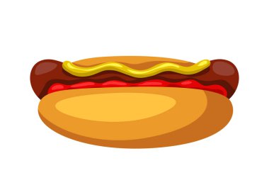 Stilize sosisli İllüstrasyon. Fast food yemeği. Beyaz arka planda yalıtılmış.