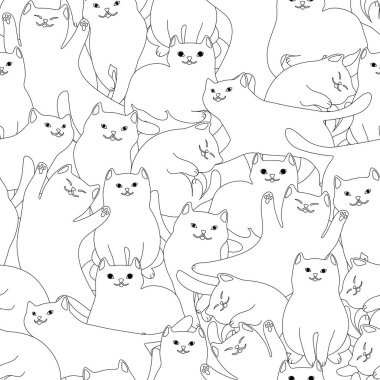 Karikatür beyaz kediler ile dikişsiz desen. Sevimli evcil hayvan stilize arka plan.