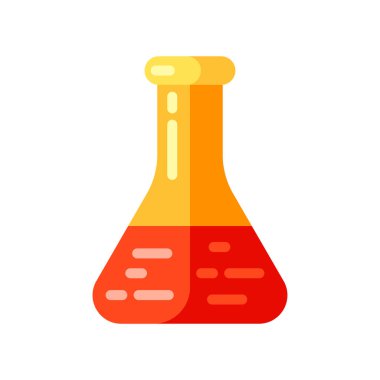 Düz tarzda kimyasal test tüpü simgesi. Beyaz arka planda yalıtılmış çizim.