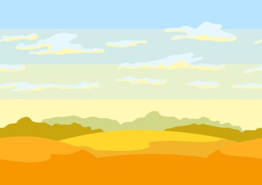 Ağaçlar ve tepeler ile Sonbahar manzara sorunsuz desen. Mevsimsel illüstrasyon.