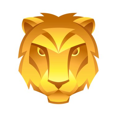 Aslan burcu, altın burç sembolü. Stilize astrolojik illüstrasyon.