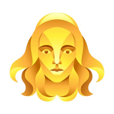 Başak burcu, altın burç sembolü. Stilize astrolojik illüstrasyon.