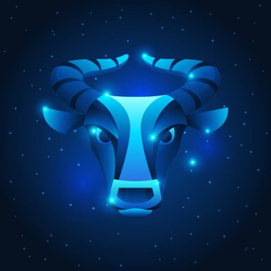 Toros Zodiac Sign, mavi yıldız burç sembolü. Stilize astrolojik illüstrasyon.