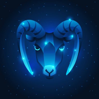 Oğlak burcu, mavi yıldız burç sembolü. Stilize astrolojik illüstrasyon.