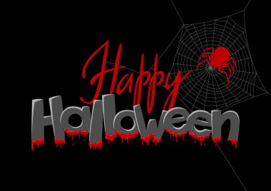 Siyah dul örümcekler ile arka plan. Afiş Happy Halloween tatil için.