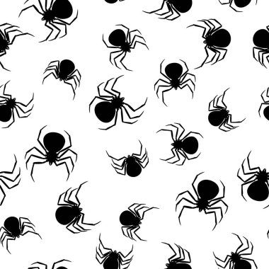 Kara dul örümcekleri ile kusursuz desen. Cadılar Bayramı tatili için arka plan.