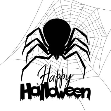 Siyah dul örümcek ile arka plan. Afiş Happy Halloween tatil için.