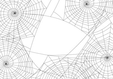 Örümcek Web siluet Cadılar Bayramı arka plan. Siyah beyaz Illustration.
