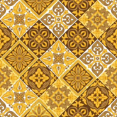 İtalyan seramik seramik deseni. Etnik halk süsleri. Meksika talavera, Portekiz azulejo veya İspanyol majolikası.