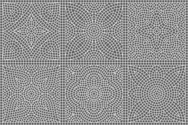 Antik mozaik seramik karo deseni. Siyah tessellation süs. Çiçek dekoratif doku.