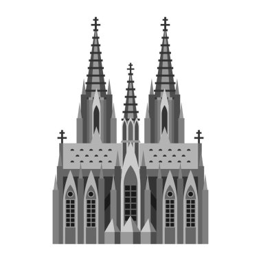 Köln'deki Roma Katolik Katedrali. Alman simgesel illüstrasyon.