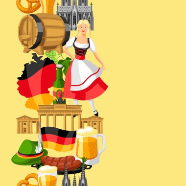 Alman dikişsiz desen. Almanya ulusal geleneksel semboller ve nesneler.