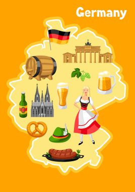 Alman arka plan tasarımı. Almanya ulusal geleneksel semboller ve nesneler.