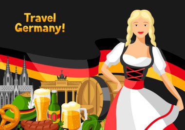 Alman arka plan tasarımı. Almanya ulusal geleneksel semboller ve nesneler.