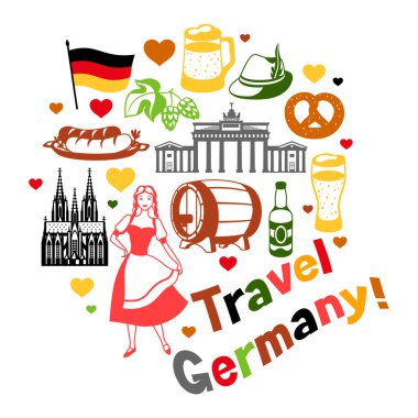 Alman arka plan tasarımı. Almanya ulusal geleneksel semboller ve nesneler.