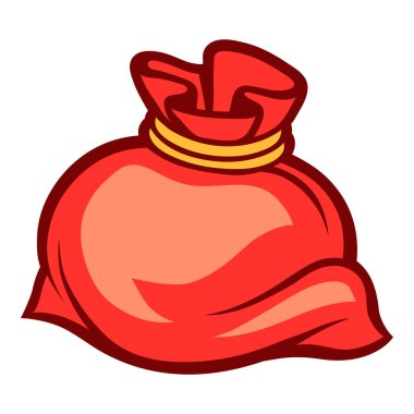 Hediyeler ile Noel çantası İllüstrasyon. Stilize düz simge.