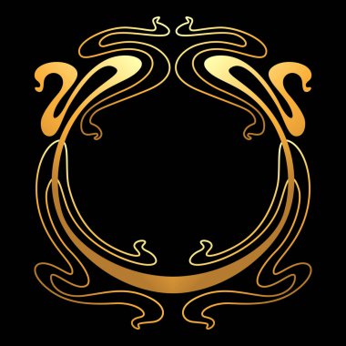 Art Nouveau süsüyle çerçevelenmiş. Eski moda eski usul kıvrım dokusu.