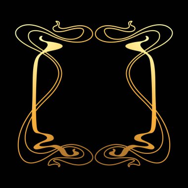 Art Nouveau süsüyle çerçevelenmiş. Eski moda eski usul kıvrım dokusu.