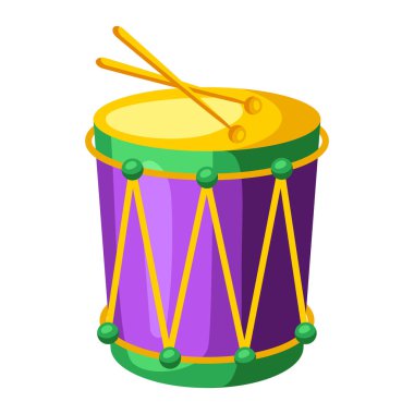 Mardi Gras carnival drum. Illustration for traditional holiday or festival. clipart