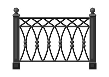 Metal dövülmüş çit tasviri. Bahçe, park veya bahçe koruma bölümü.