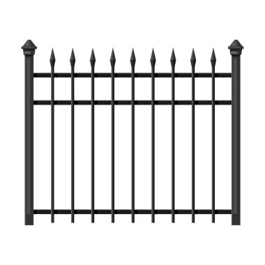 Metal dövülmüş çit tasviri. Bahçe, park veya bahçe koruma bölümü.