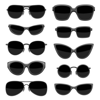 Şık güneş gözlüğü seti. Siyah soyut moda aksesuarlar.