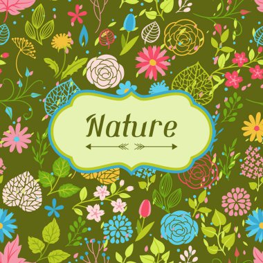 Arka plan bahar çiçekleri ile. Güzel dekoratif doğal bitkiler, tomurcukları ve yaprakları.