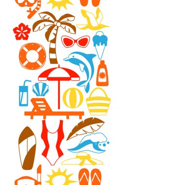 Seamless pattern with summer and beach objects. Illustration of stylized items. clipart