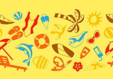 Seamless pattern with summer and beach objects. Illustration of stylized items. clipart