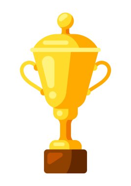 Düz tarzda altın fincan simgesi. Beyaz arka planda yalıtılmış çizim.