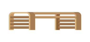 Tahta bank çizimi. Parklar ve kareler için koltuğun resim simgesi.