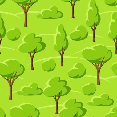 Stilize ağaçları ile seamless modeli bahar ya da yaz. Doğal illüstrasyon.