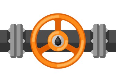 Petrol boru vanasının görüntüsü. Düz stil endüstriyel ekipman.