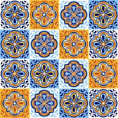 İtalyan seramik seramik deseni. Akdeniz porselen çömleği. Etnik halk süsleri. Meksika Talavera, Portekiz Azulejo ya da İspanyol Majolica.