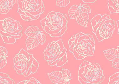 Kusursuz desenli ve hatsız güller. Güzel gerçekçi çiçekler ve yapraklar.