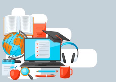 Ev eşyalarında online çalışma geçmişi. Uzaktan eğitim. Bilgisayar ve internet kullanan modern teknolojiler.