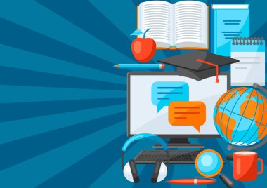Ev eşyalarında online çalışma geçmişi. Uzaktan eğitim. Bilgisayar ve internet kullanan modern teknolojiler.