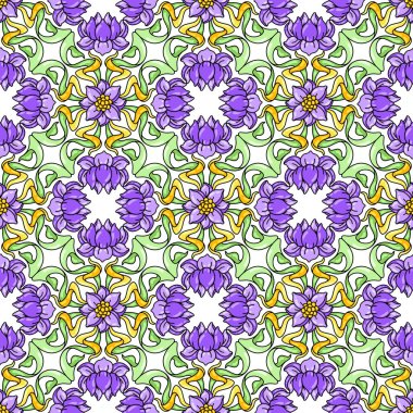 Art Nouveau kusursuz desen. Çiçek motifleri eski moda. Çiçek ve yapraklı klasik doku.