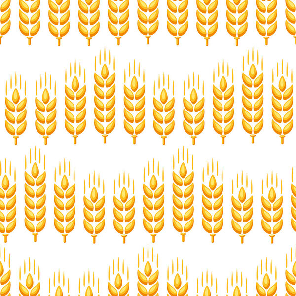 Seamless pattern with wheat. Agricultural image natural golden ears of barley or rye.