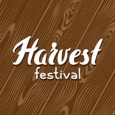 Ahşap tahtayla festival arka planında hasat yapın. Sonbahar mevsimsel illüstrasyon.