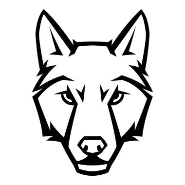 Maskot tarzı kurt kafası. Vahşi hayvanın tasviri veya simgesi.