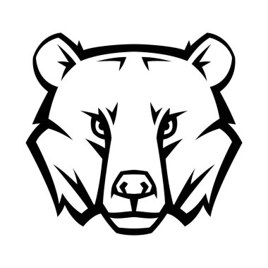 Maskot stilize ayı kafası. Vahşi hayvanın tasviri veya simgesi.