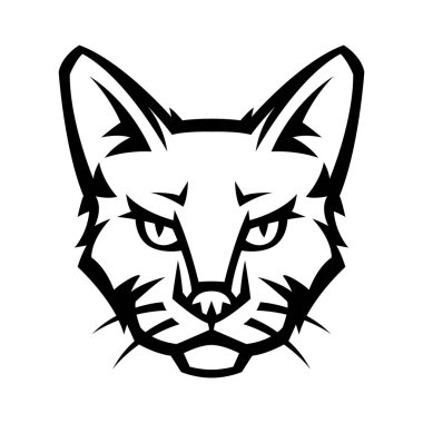 Maskot stilize kedi kafası. Evcil hayvan illüstrasyonu veya simgesi.