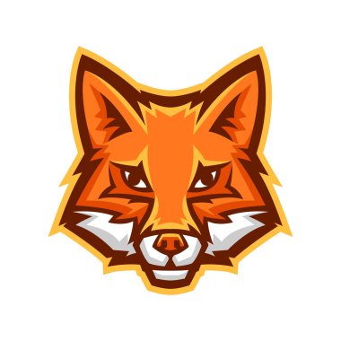 Maskot stilize tilki kafası. Vahşi hayvanın tasviri veya simgesi.