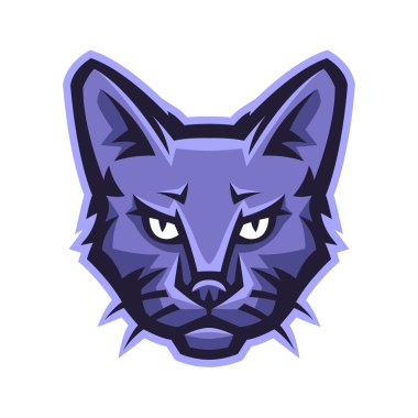 Maskot stilize kedi kafası. Evcil hayvan illüstrasyonu veya simgesi.