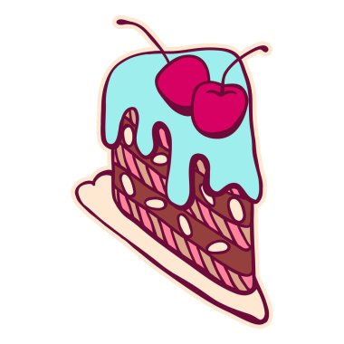 Tatlı kekin resmi. Pastaneler ve kafeler için stilize edilmiş tatlı..