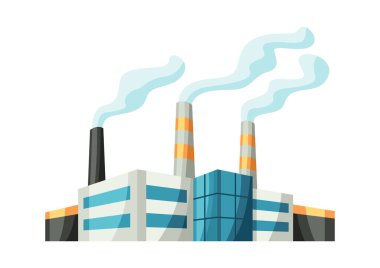 Fabrika ya da sanayi binası çizimi. Kentsel inşaat arazisi.