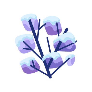 Kış çalıları karlı. Doğal stil çizimi.