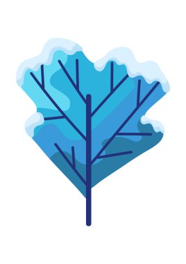 Karlı kışın soyut ağacı. Doğal stil çizimi.